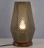 Scarlette Gold Metal Shade Table Lamp With Wood Base