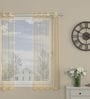 Gold Polyester Striped 5ft Sheer Eyelet 1 Pc Window Curtain