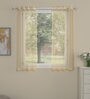 Gold Polyester Striped 5ft Sheer Eyelet 1 Pc Window Curtain