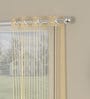 Gold Polyester Striped 5ft Sheer Eyelet 1 Pc Window Curtain