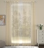 Gold Striped Polyester 7 Ft Sheer Eyelet Door Curtain