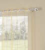 Gold Striped Polyester 7 Ft Sheer Eyelet Door Curtain