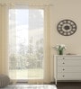 Gold Striped Polyester 7 Ft Sheer Eyelet Door Curtain
