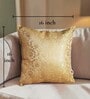 Gold Silk blend Brocade Meenakari Morpankh  16x16 inches Cushion Covers (Set of 2)