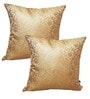Gold Silk blend Brocade Meenakari Morpankh  16x16 inches Cushion Covers (Set of 2)
