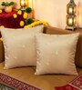 Gold Silk blend Chanderi Textured Floral 16x16 inches Cushion Covers (Set of 2)