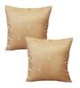 Gold Silk blend Chanderi Textured Floral 16x16 inches Cushion Covers (Set of 2)