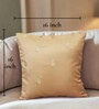 Gold Silk blend Chanderi Textured Floral 16x16 inches Cushion Covers (Set of 2)
