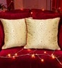 Gold Silk blend Woven Traditional Brocade 16x16 inches Cushion Covers (Set of 2)