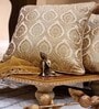 Gold Traditional Silk Blend 16 x 16 Inches Cushion Covers (Set of 2)