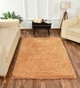 Gold Solid Polyester 5 ft x 7 ft Machine made Carpet