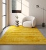 Yellow Solid Viscose 3 ft X 5 ft Flat Weaves Carpet