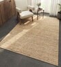 Gold Solid Wool and Viscose 5 ft X 8 ft Hand Woven Carpet