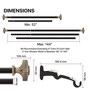 Gold Square Iron Expandable 1 Curtain Rod with Accessories ( 52 to 144 Inches)