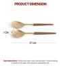 Gold Stainless Steel Serving Spoons With Wooden Handles Set Of 2