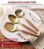 Gold Stainless Steel Serving Spoons With Wooden Handles Set Of 3