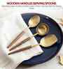 Gold Stainless Steel Serving Spoons With Wooden Handles Set Of 3