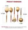 Gold Stainless Steel Serving Spoons With Wooden Handles Set Of 5
