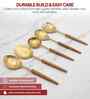 Gold Stainless Steel Serving Spoons With Wooden Handles Set Of 5