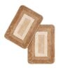 Gold Geometric Microfibre 20x14 Inches AntiSkid Bath Mats (Set of 2)