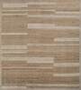 Gold Stripes Wool 8 ft x 10 ft Hand Knotted Carpet