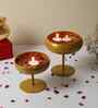 Gold Table Round Uri With Stand Set of 2