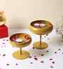 Gold Table Round Uri With Stand Set of 2