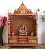 Gold Teak Wood Floor Rested Mandir Without Door