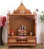 Gold Teak Wood Floor Rested Mandir Without Door