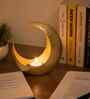 Gold Texture Metal Moon Shape Tea light holder for festive session