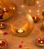 Gold Texture Metal Moon Shape Tea light holder for festive session