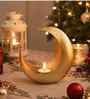 Gold Texture Metal Moon Shape Tea light holder for festive session