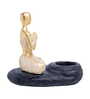 Gold-Toned & Black Meditating Figurine Showpiece Cum Candle Holder