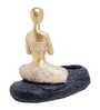 Gold-Toned & Black Meditating Figurine Showpiece Cum Candle Holder