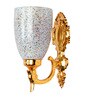 Gold Traditional Wall Sconce with Multicolor Speckled Glass Shade