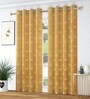 Gold Velvet Abstract 5 Foot Ring Top Window Curtains Set Of 2