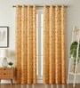 Gold Velvet Feather 7Ft Ring Top Door Curtains Pack of  2