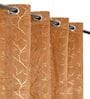Gold Velvet Tree Branch  5 Foot Ring Top Window Curtain