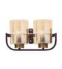 Gold Vienna Dual Light Glass & Metal Wall Light