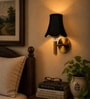 Gold Wall Light with Black Cotton Shade for Modern Bedroom Decor