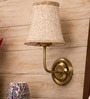 Gold Wall Mounted Lamp with Beige Jute Shade, Hallway & Home Interiors