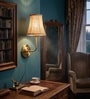 Gold Wall Mounted Lamp with Beige Jute Shade, Hallway & Home Interiors