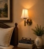 Gold Wall Mounted Lamp with Off-White Cotton Shade & Bedroom