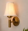 Gold Wall Mounted Lamp with Off-White Cotton Shade & Bedroom
