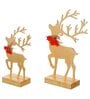 Gold Wood Reindeer Showpieces (Set of 2)