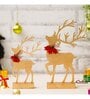 Gold Wood Reindeer Showpieces (Set of 2)