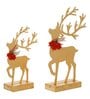 Gold Wood Reindeer Showpieces (Set of 2)
