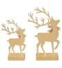 Gold Wood Reindeer Showpieces (Set of 2)