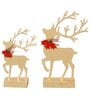 Gold Wood Reindeer Showpieces (Set of 2)
