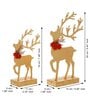 Gold Wood Reindeer Showpieces (Set of 2)